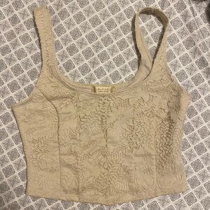 Altar’d State Lace Corset Top, Beige/Cream, Size Medium
